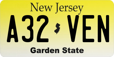 NJ license plate A32VEN
