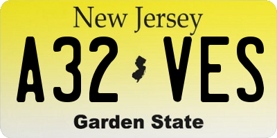 NJ license plate A32VES