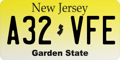 NJ license plate A32VFE
