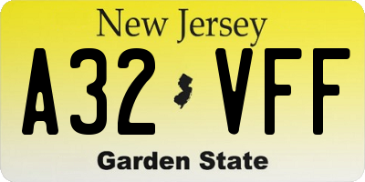 NJ license plate A32VFF