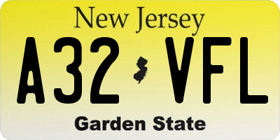 NJ license plate A32VFL