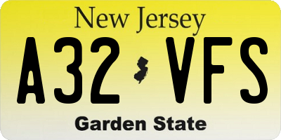 NJ license plate A32VFS