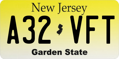 NJ license plate A32VFT