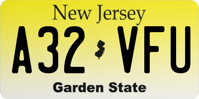 NJ license plate A32VFU