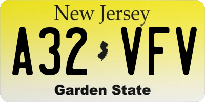 NJ license plate A32VFV