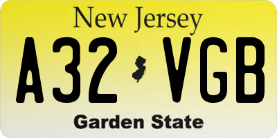 NJ license plate A32VGB