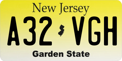 NJ license plate A32VGH