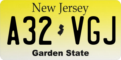 NJ license plate A32VGJ