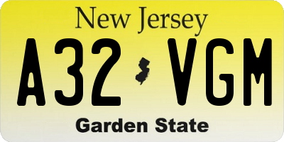 NJ license plate A32VGM