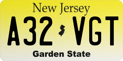 NJ license plate A32VGT