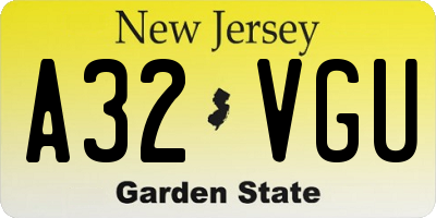 NJ license plate A32VGU