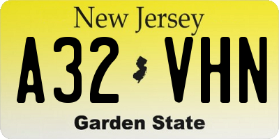 NJ license plate A32VHN