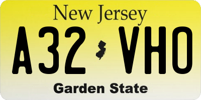 NJ license plate A32VHO