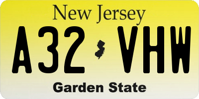 NJ license plate A32VHW