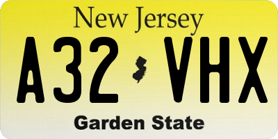 NJ license plate A32VHX