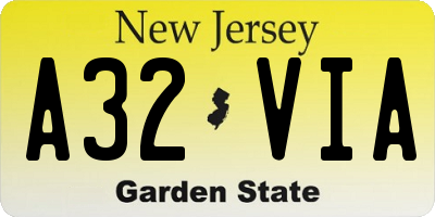 NJ license plate A32VIA