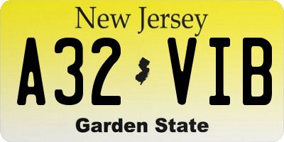 NJ license plate A32VIB