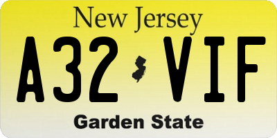 NJ license plate A32VIF