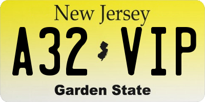 NJ license plate A32VIP
