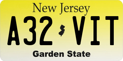 NJ license plate A32VIT