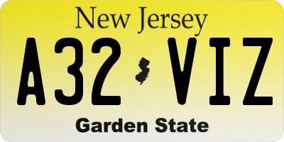NJ license plate A32VIZ