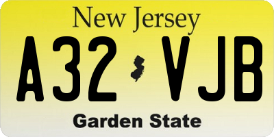 NJ license plate A32VJB