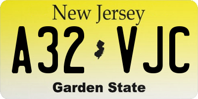 NJ license plate A32VJC