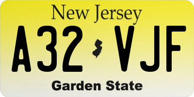NJ license plate A32VJF