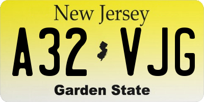 NJ license plate A32VJG