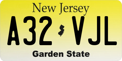 NJ license plate A32VJL