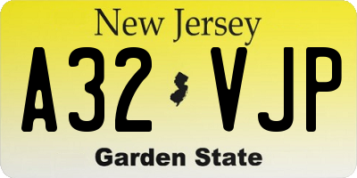 NJ license plate A32VJP