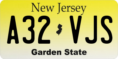 NJ license plate A32VJS