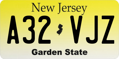 NJ license plate A32VJZ