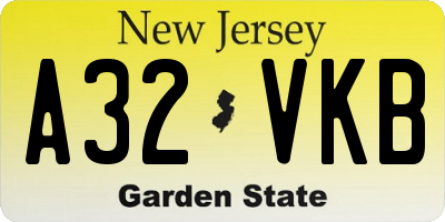 NJ license plate A32VKB