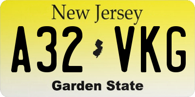 NJ license plate A32VKG