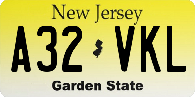 NJ license plate A32VKL