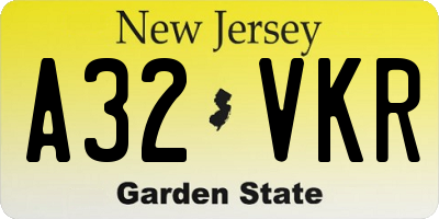 NJ license plate A32VKR
