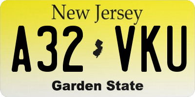 NJ license plate A32VKU