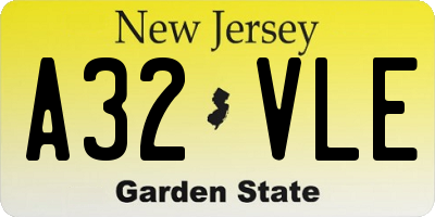NJ license plate A32VLE