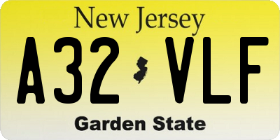 NJ license plate A32VLF