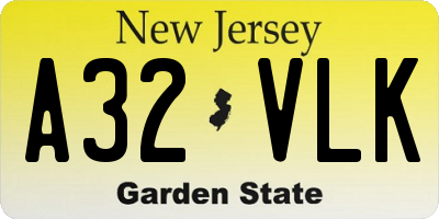 NJ license plate A32VLK