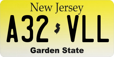 NJ license plate A32VLL