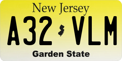 NJ license plate A32VLM