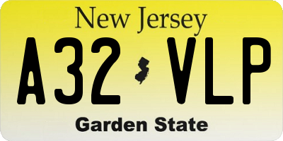 NJ license plate A32VLP