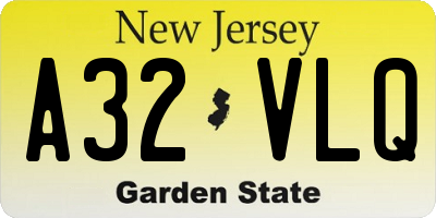 NJ license plate A32VLQ