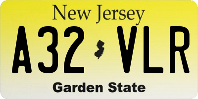 NJ license plate A32VLR