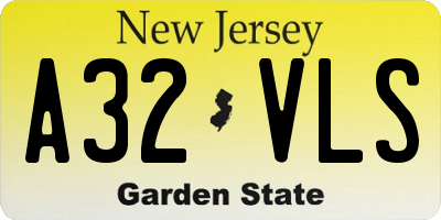NJ license plate A32VLS