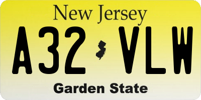 NJ license plate A32VLW