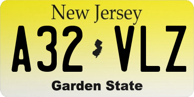 NJ license plate A32VLZ