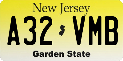 NJ license plate A32VMB